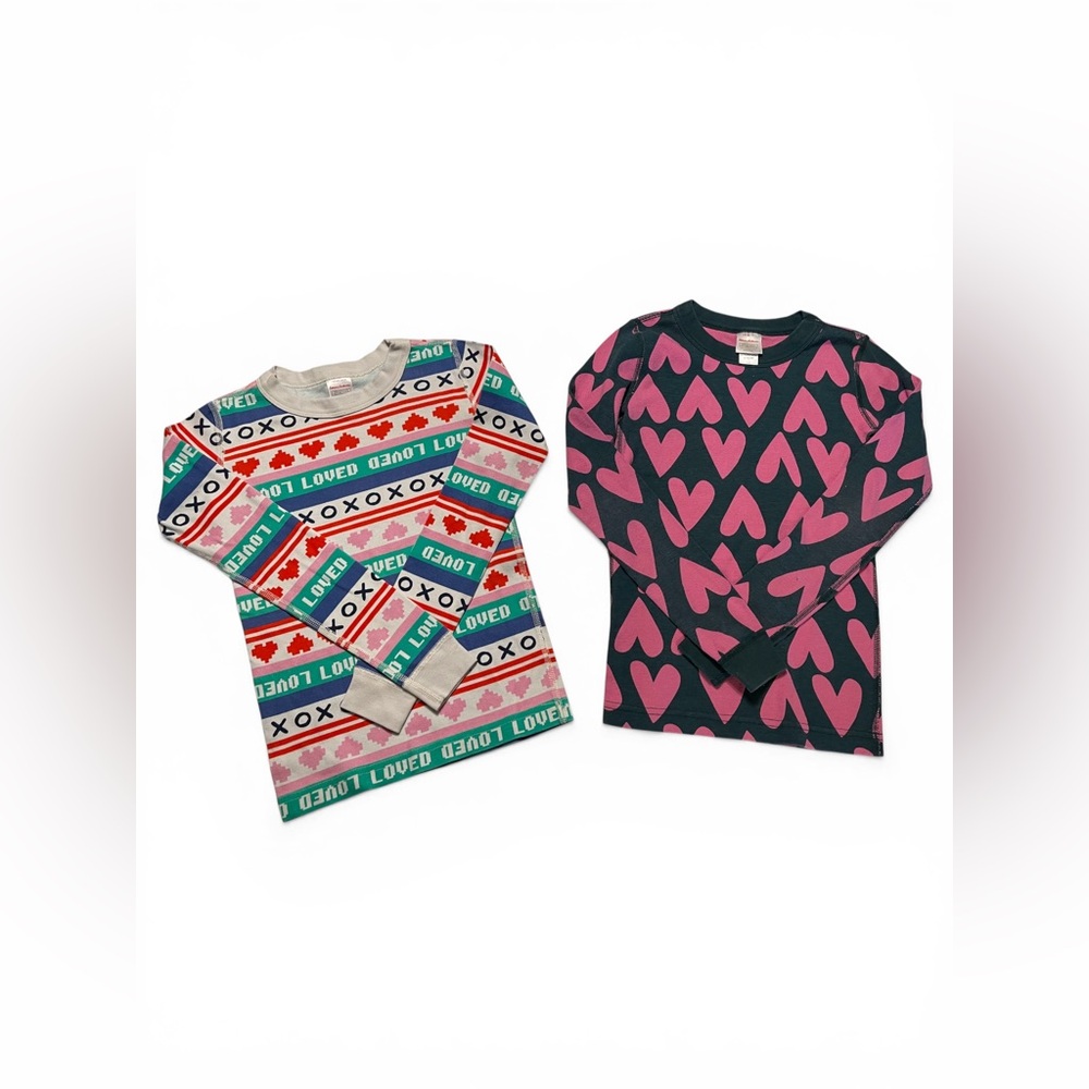 Hanna Andersson 140 US 10 Girls Long Sleeve Cotton Shirt Bundle Pink Hearts